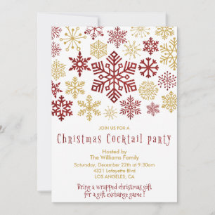 Christmas Cocktail Party Elegant Snowflakes Invitation