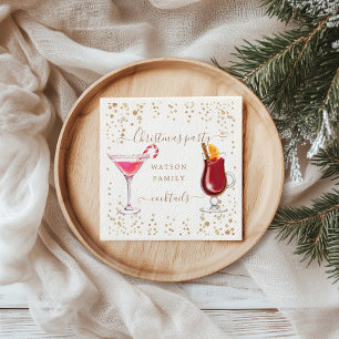 Christmas cocktail party glitter monogram napkin
