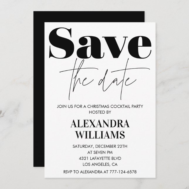 Christmas Cocktail Party Invitations Save the date (Front/Back)