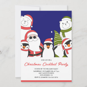 Christmas Cocktail Party invite Cool Santa Bear