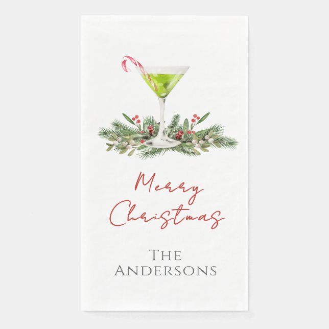 Christmas Cocktail Party Martini Guest Towels Napkin (Front)
