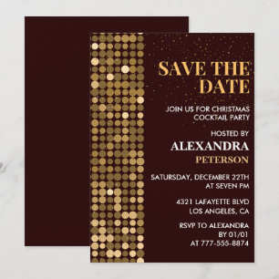 Christmas Cocktail Party Save the date Gold Invitation
