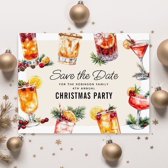 Christmas Cocktail Party Save the Date Postcard (Creator Uploaded)