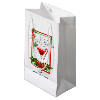 Christmas Cocktail Watercolor Art Small Gift Bag