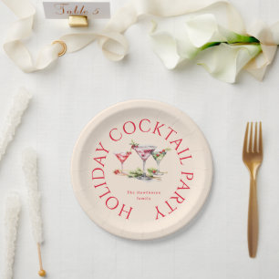 Christmas Cocktail's Elegant Party Paper Plate