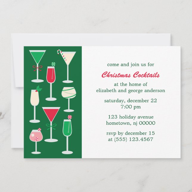 Christmas Cocktails Holiday Party Invitation (Front)