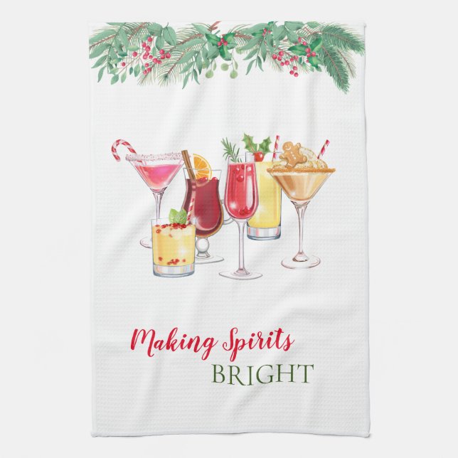 Christmas Cocktails Holiday  Tea Towel (Vertical)