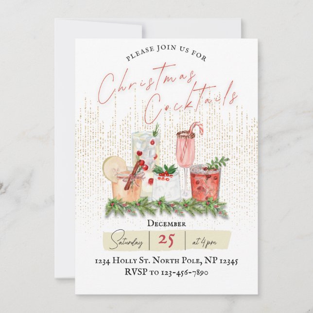 Christmas Cocktails Party Invitation (Front)