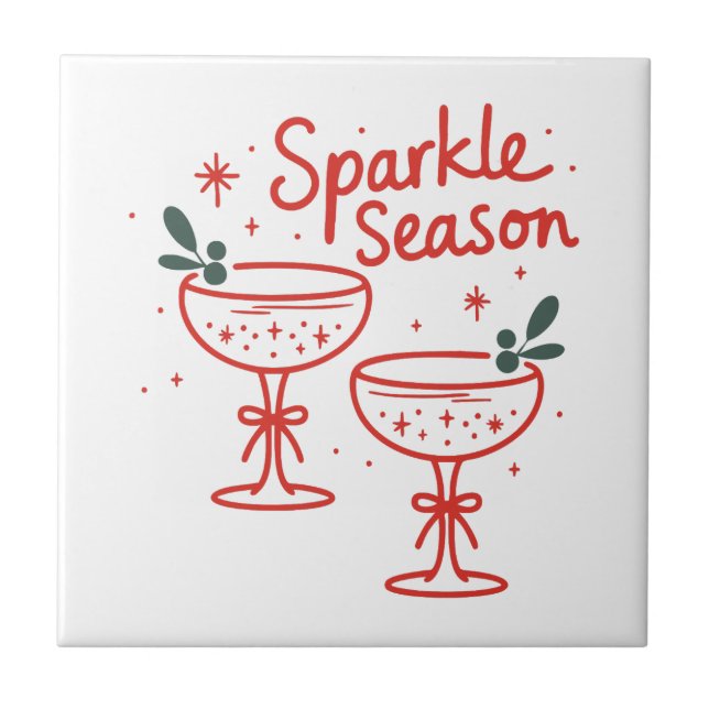 Christmas Cocktails Sparkle Season  Tile (Front)