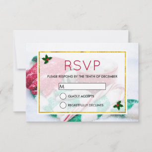 Christmas Cocoa Candy Cane Scarf & Gloves RSVP Invitation