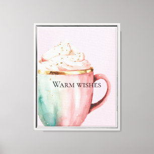 Christmas Cocoa Gold Blush Pink Mint Warm Wishes Canvas Print