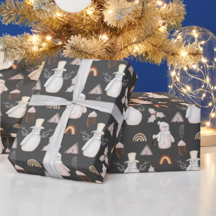 Christmas Coffee and Snowmen Wrapping Paper