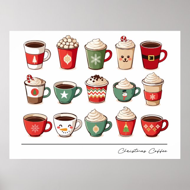 Christmas Coffee Cups Poster (Front)