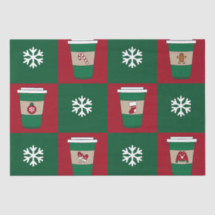 Christmas Coffee Cups Snowflakes Holiday Tissue Paper
