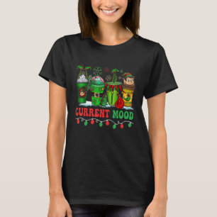Christmas Coffee Drink Current Mood Santa Light Co T-Shirt