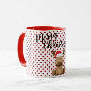 Christmas Coffee Mug Reindeer Polka Dot Polkadot P