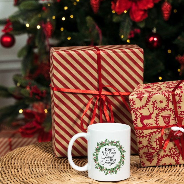 Christmas Coffee Mug - Tinsel Tangel - Wreath (Creator Uploaded)