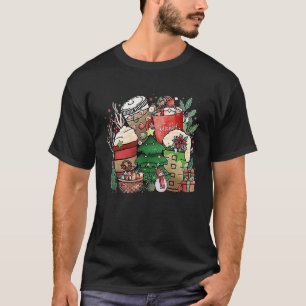 Christmas Coffee Peppermint Iced Latte Snowmen Hot T-Shirt