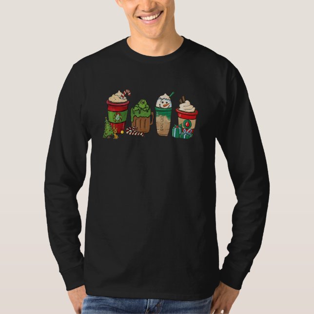 Christmas Coffee Peppermint Iced Latte Snowmen Swe T-Shirt (Front)