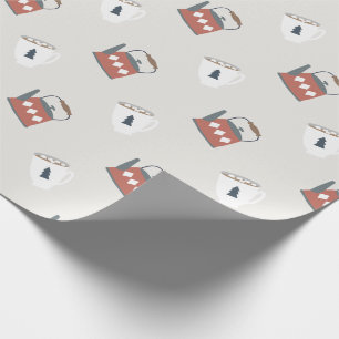 Christmas Coffee Pot and Mug Holiday Pattern Wrapping Paper