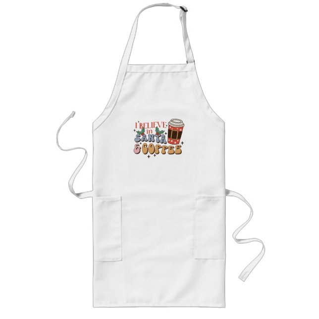 Christmas Coffee | Santa and Coffee Long Apron (Front)