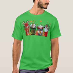 Christmas Coffee, Snowmen Red Peppermint Iced Swee T-Shirt