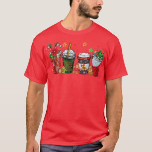 Christmas Coffee, Snowmen Red Peppermint Iced Swee T-Shirt