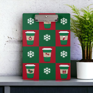 Christmas Coffees Snowflakes Holiday Clipboard