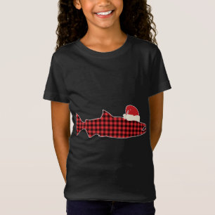 Christmas Coho Salmon Red Plaid Buffalo Tartan San T-Shirt