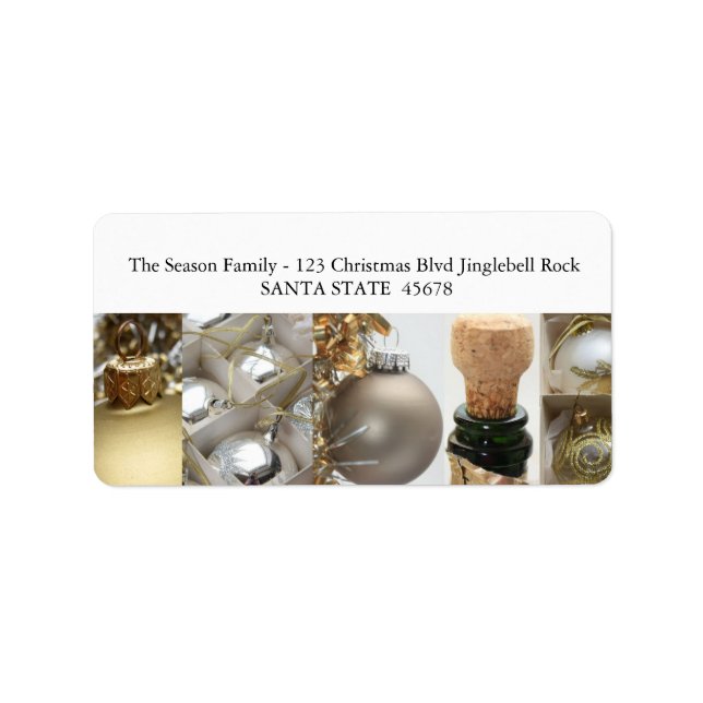 Christmas Collage Black, White and Gold Label (Front)