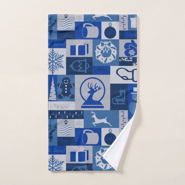 Christmas Collage (Blue) Hand Towel (Hand Towel)