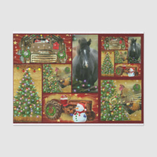 Christmas Collage Frosty Horse GMC Truck Tractor Tissue Paper