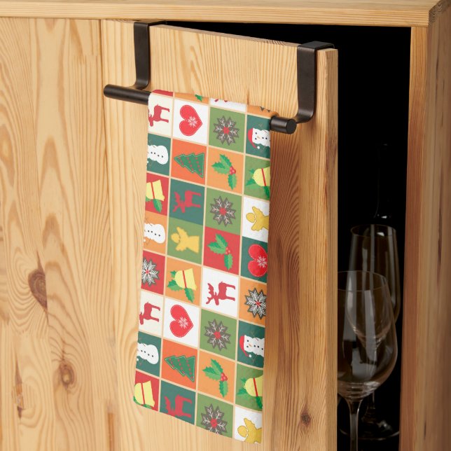 Christmas collage images tea towel (Thirds Fold)