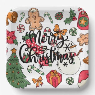 Christmas Collage Merry Christmas Paper Plate
