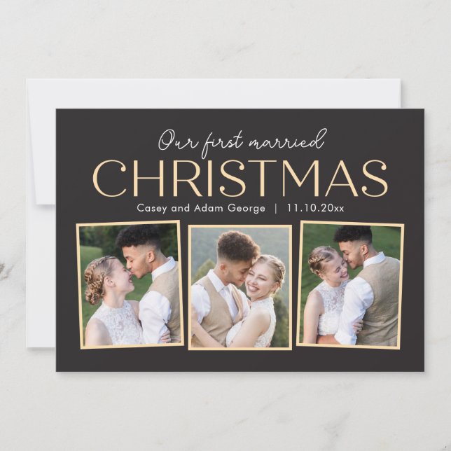 Christmas Collage Newlywed Holiday Photo Card (Front)