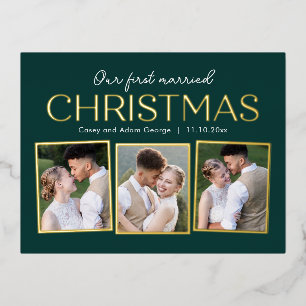 Christmas Collage Real Foil Holiday Card Postcard