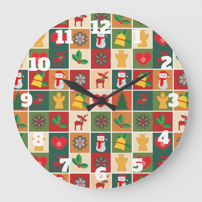 Christmas Collage Round Wall Clock with Numbers (Front)