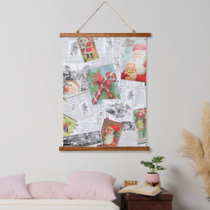 Christmas Collage Wood Topped Wall Tapestry