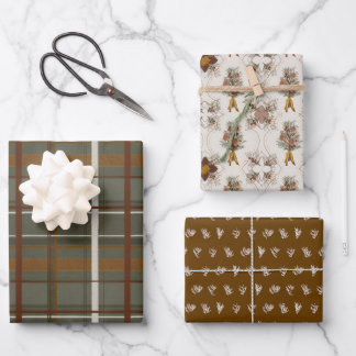 Christmas Collection | Green Plaid, Floral, Cedar Wrapping Paper Sheet
