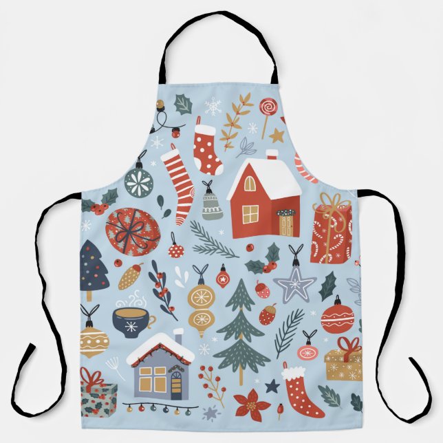 Christmas collection of decorative winter elements apron (Front)