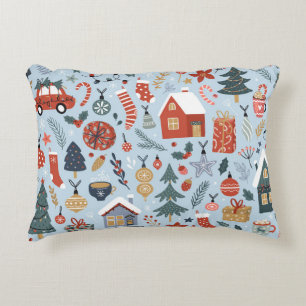 Christmas collection of decorative winter elements cushion
