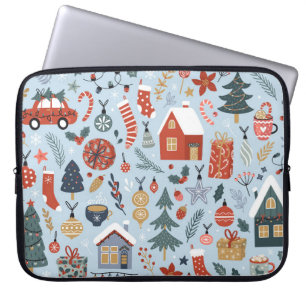 Christmas collection of decorative winter elements laptop sleeve