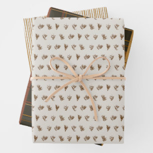 Christmas Collection   Warm Plaid, Stripes, Cedar  Wrapping Paper Sheet