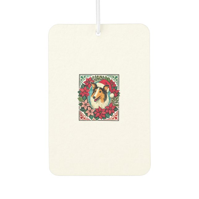Christmas Collie Dog Illustration Yule Collies 1 Car Air Freshener (Front)