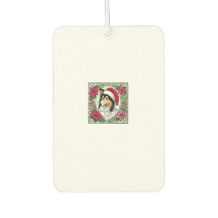 Christmas Collie Dog Illustration Yule Collies 5 Car Air Freshener