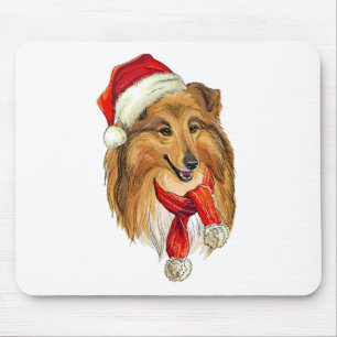 Christmas Collie dog Mouse Pad