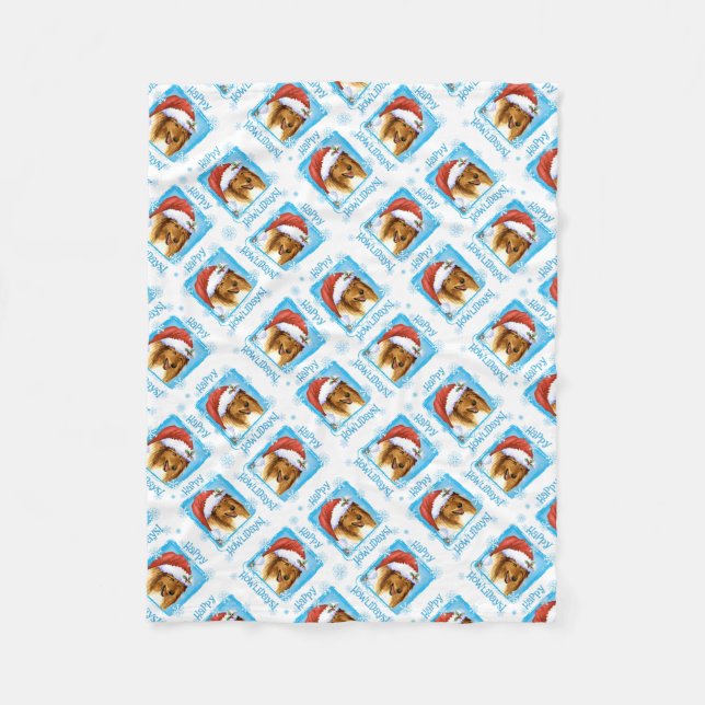 Christmas Collie Fleece Blanket (Front)