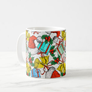Christmas Colorful Gifts Red Santa Hats Holidays Coffee Mug