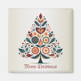 Christmas Colorful Tree Scandinavia Folk Art Magnet