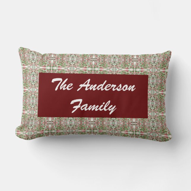 Christmas Colour Red Green Abstract Pattern Family Lumbar Cushion (Front)